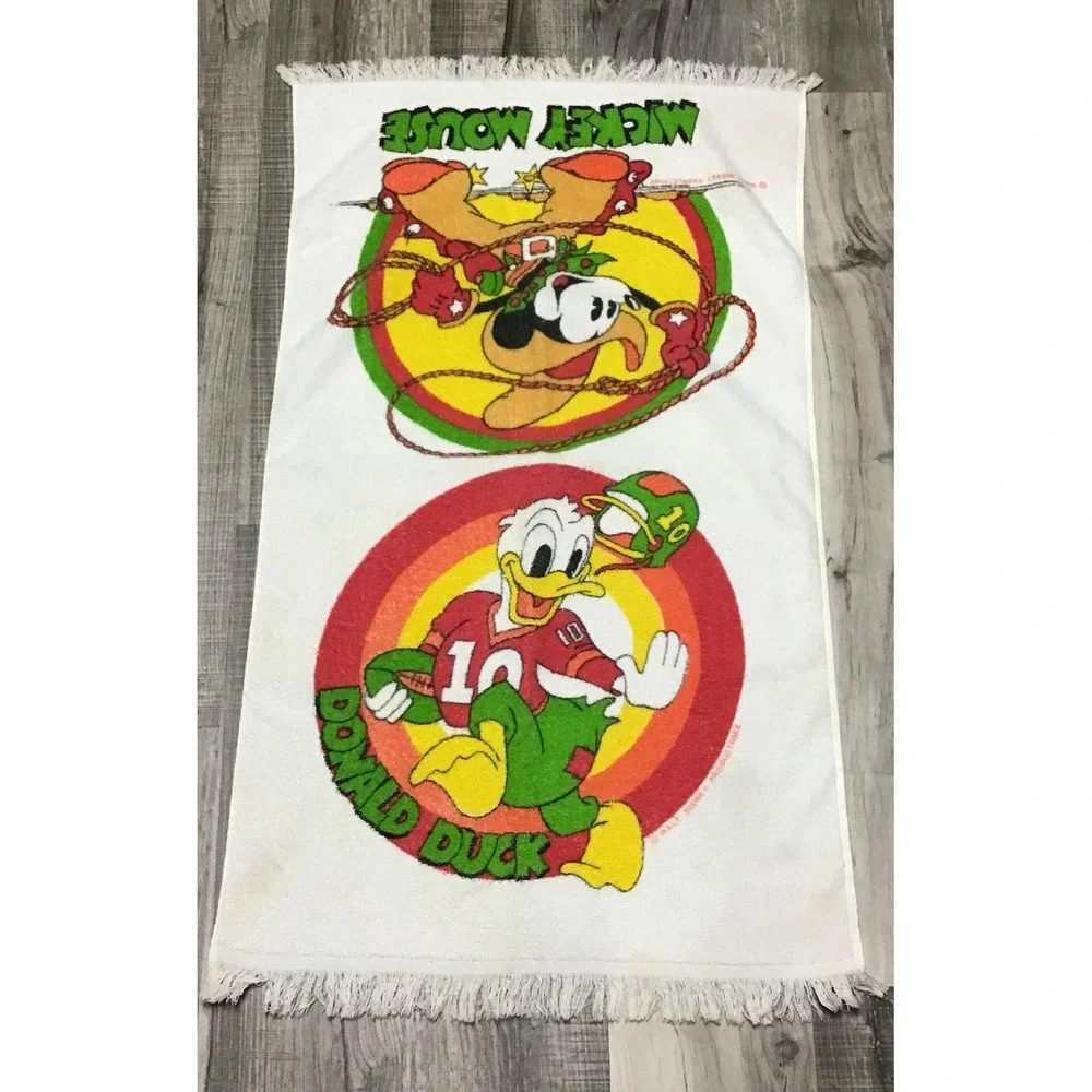 Vintage Disney Beach Towel Lot Mickey Mouse Donald Duck Retro Nostalgia Pool